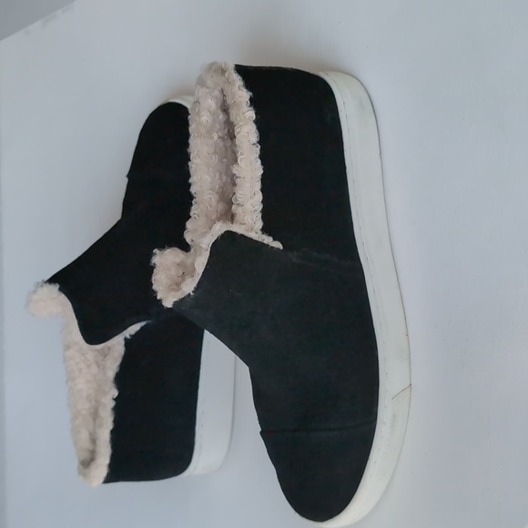 Lucky Brand Black Suede Leather Shoes with Faux Shearling lining size 7.5 Womens - Picture 2 of 7